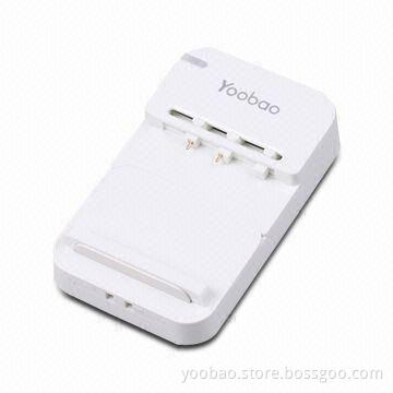 Cellhpone Charger with USB Cable, Adjustable Push Plate, Fits for Different Sizes of Batteries